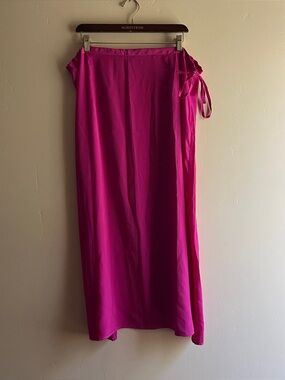 Hot Pink Saree Petticoat maxi slip satin skirt indian wedding barbie y2k flowy